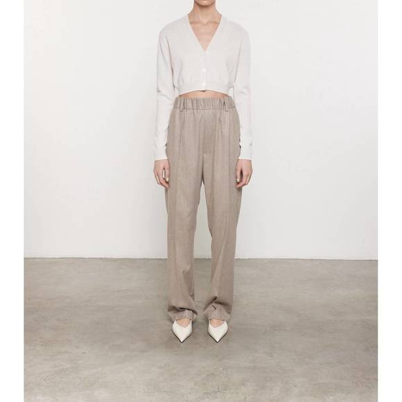 NEW ENZA COSTA cashmere cropped v-neck cardigan in chalk